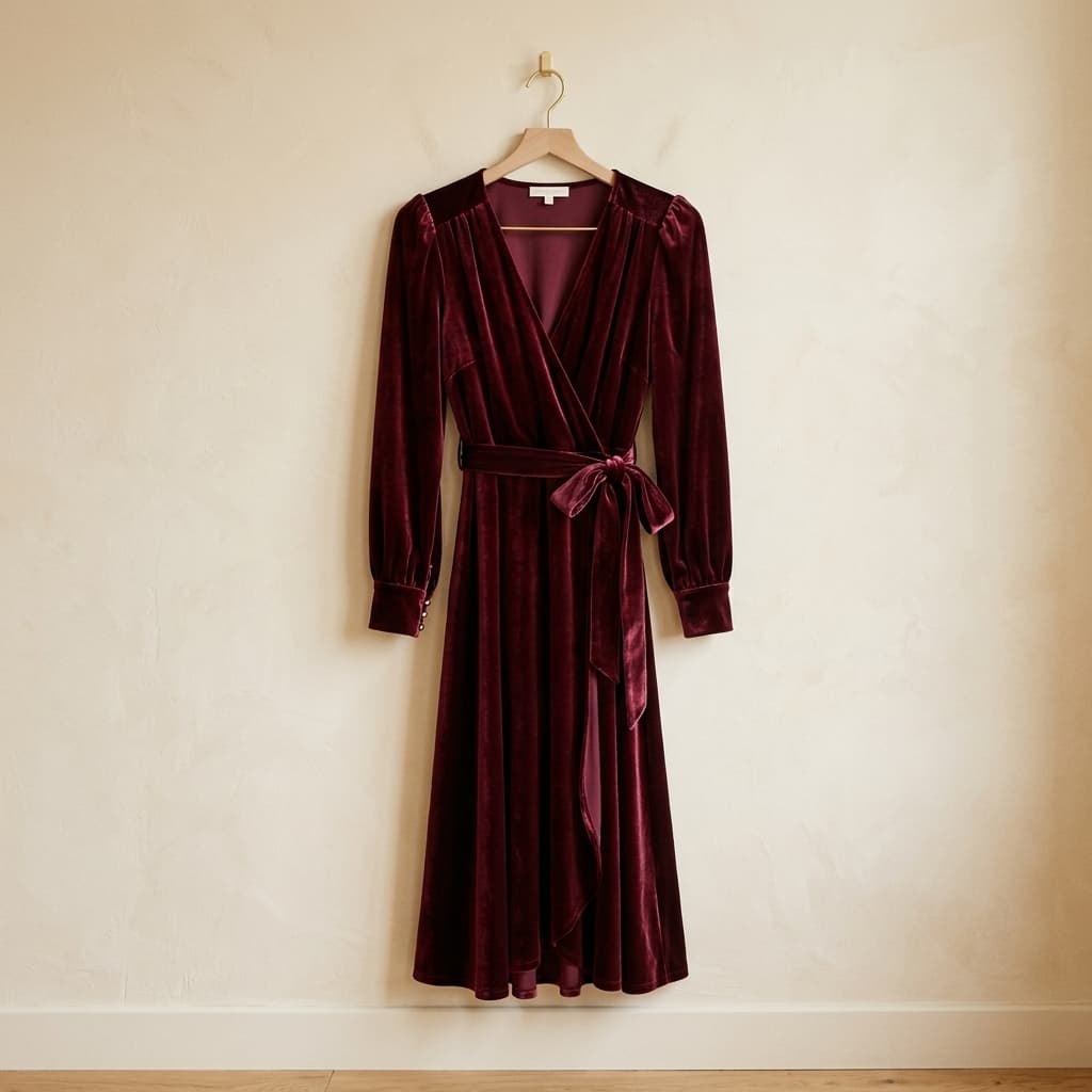Velvet Burgundy Wrap Dress